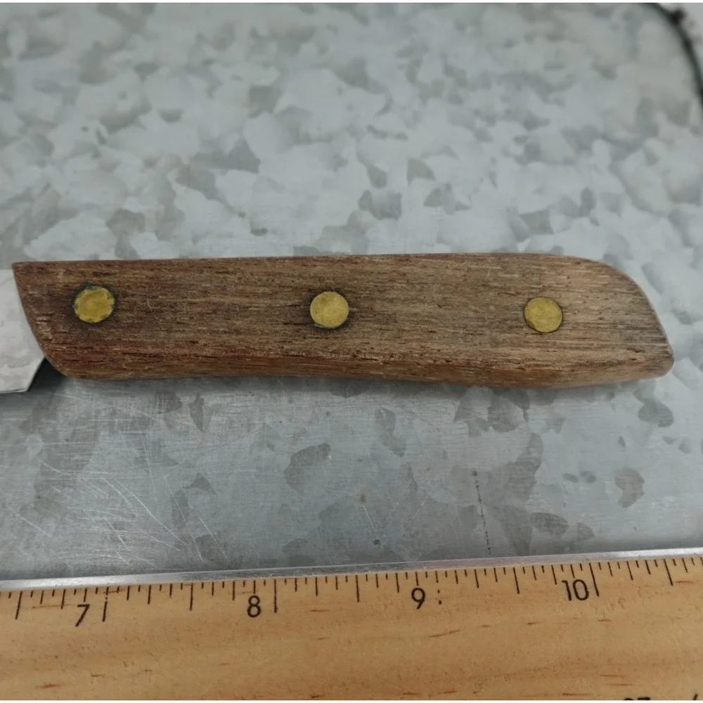 Vintage Heavy Royal Stainless Steel Utility‎ Knife Wood Handle Triple Rivet
